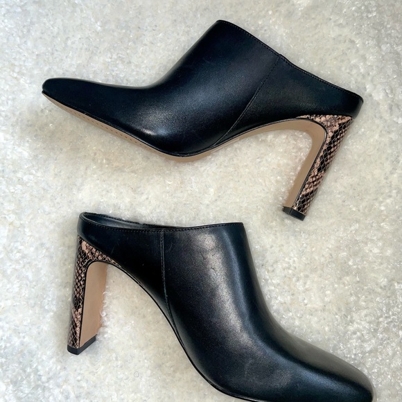 Dolce Vita Black Snake embossed heel Leather Mules - Picture 2 of 15